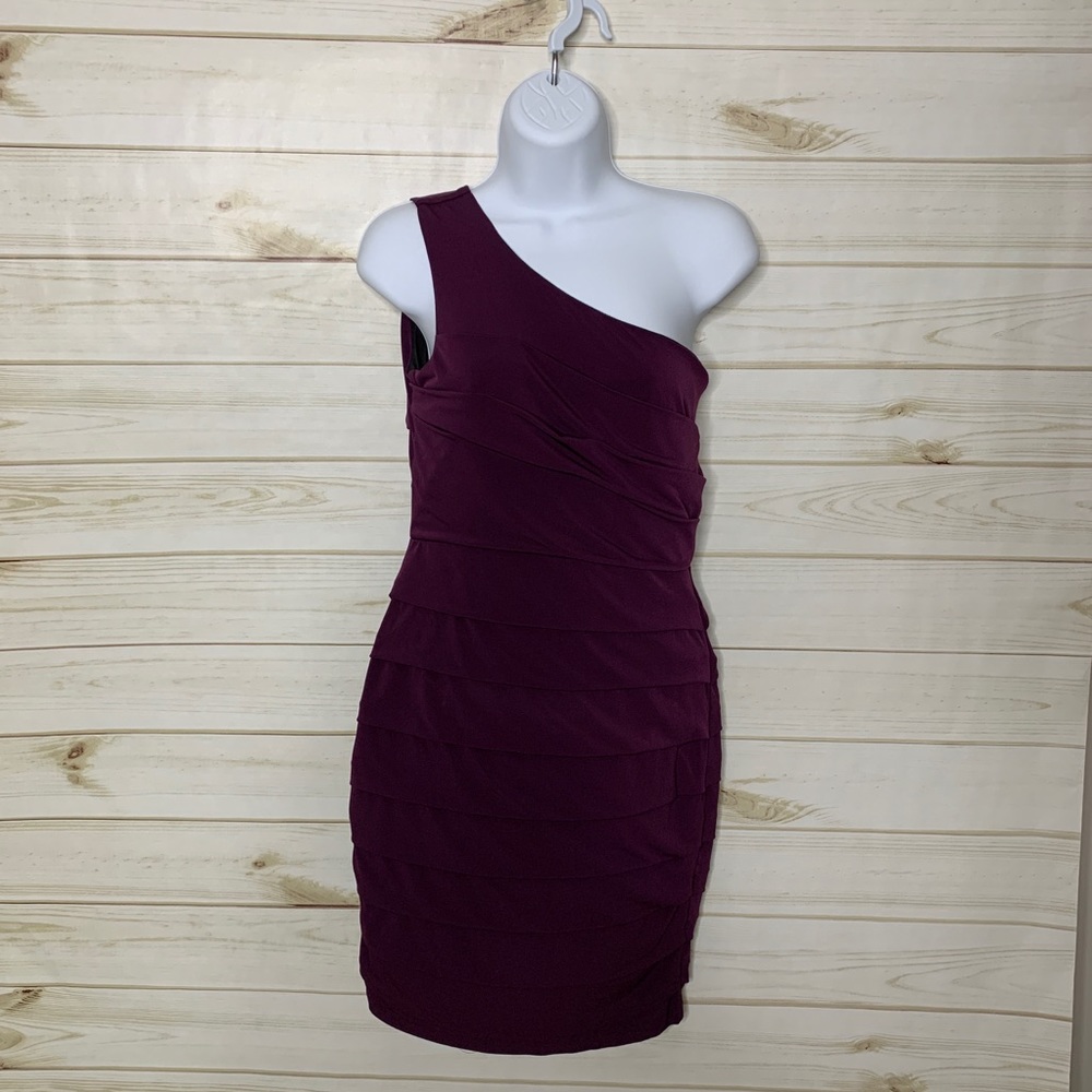 One shoulder dress purple by Valerie Bertinelli